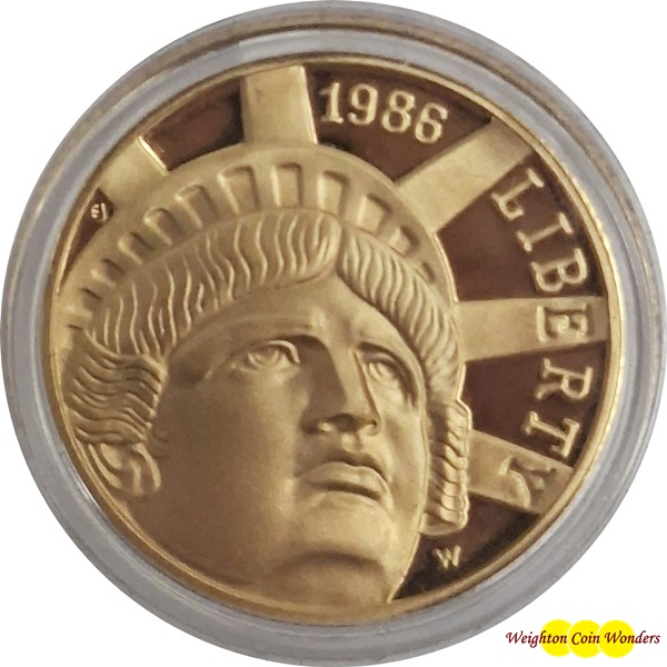 1986 USA Gold Proof $5 - LIBERTY